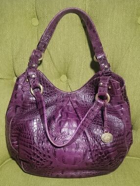 Brahmin Women's Purple Croc-Embossed Shoulder Bag